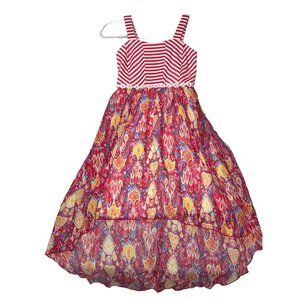 Speechless Dress Youth Girls 7 Pink Striped Paisley Hi Lo Hem Fit Flare